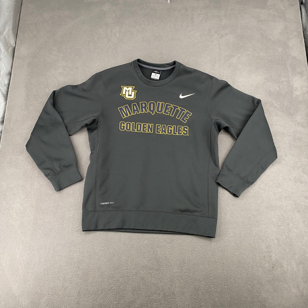 Nike Marquette Golden Eagles Therma-FIT Sweatshirt Mens Small Gray Crewneck